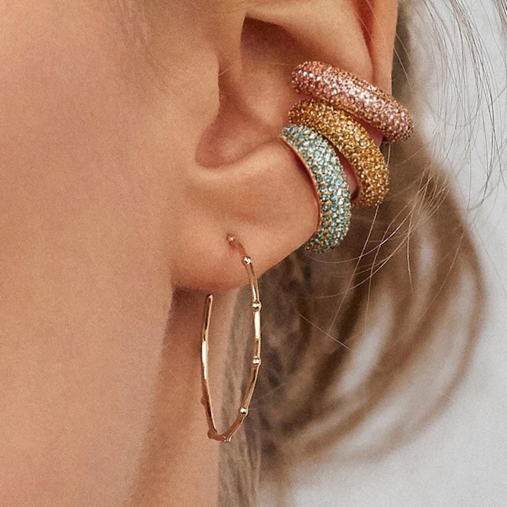 Chic Simplicity Stackable Rhinestone Ear Cuffs - Picture 2 of 6